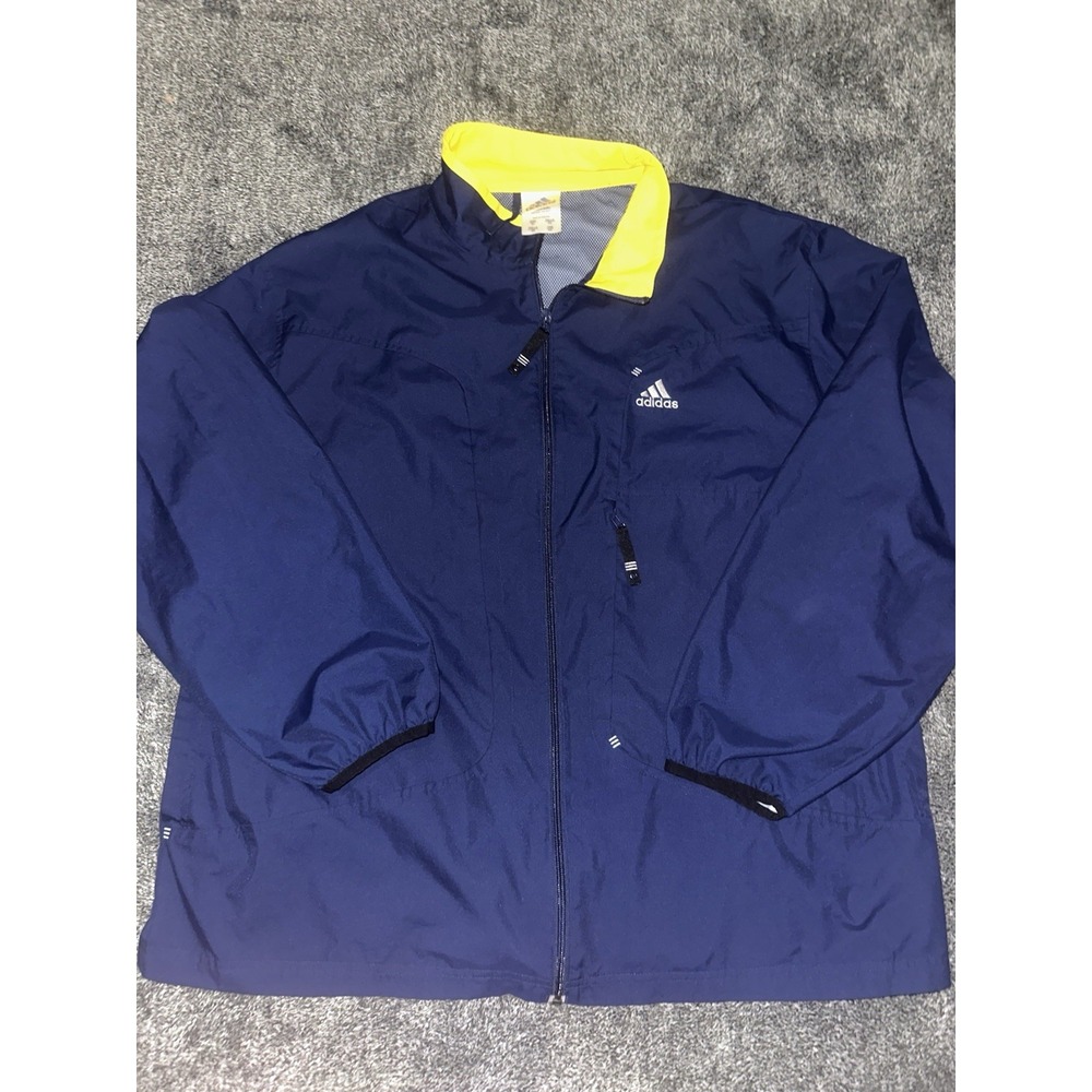 Vintage Adidas Windbreaker Jacket Men's XL Navy Blue Full Zip Track 90s Y2K